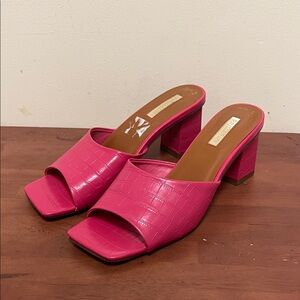 Primark Pink Croc-Embossed Block Heels